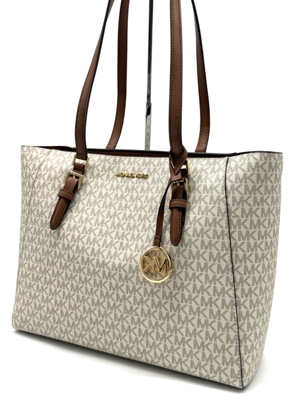 Michael Kors Charlotte Large 3-in-1 Signature Logo Tote Bag Vanilla/ Brown